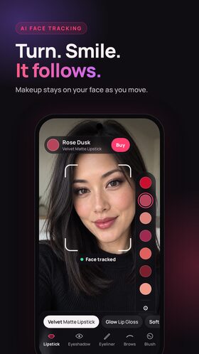 AI face tracking keeps makeup in place as you turn